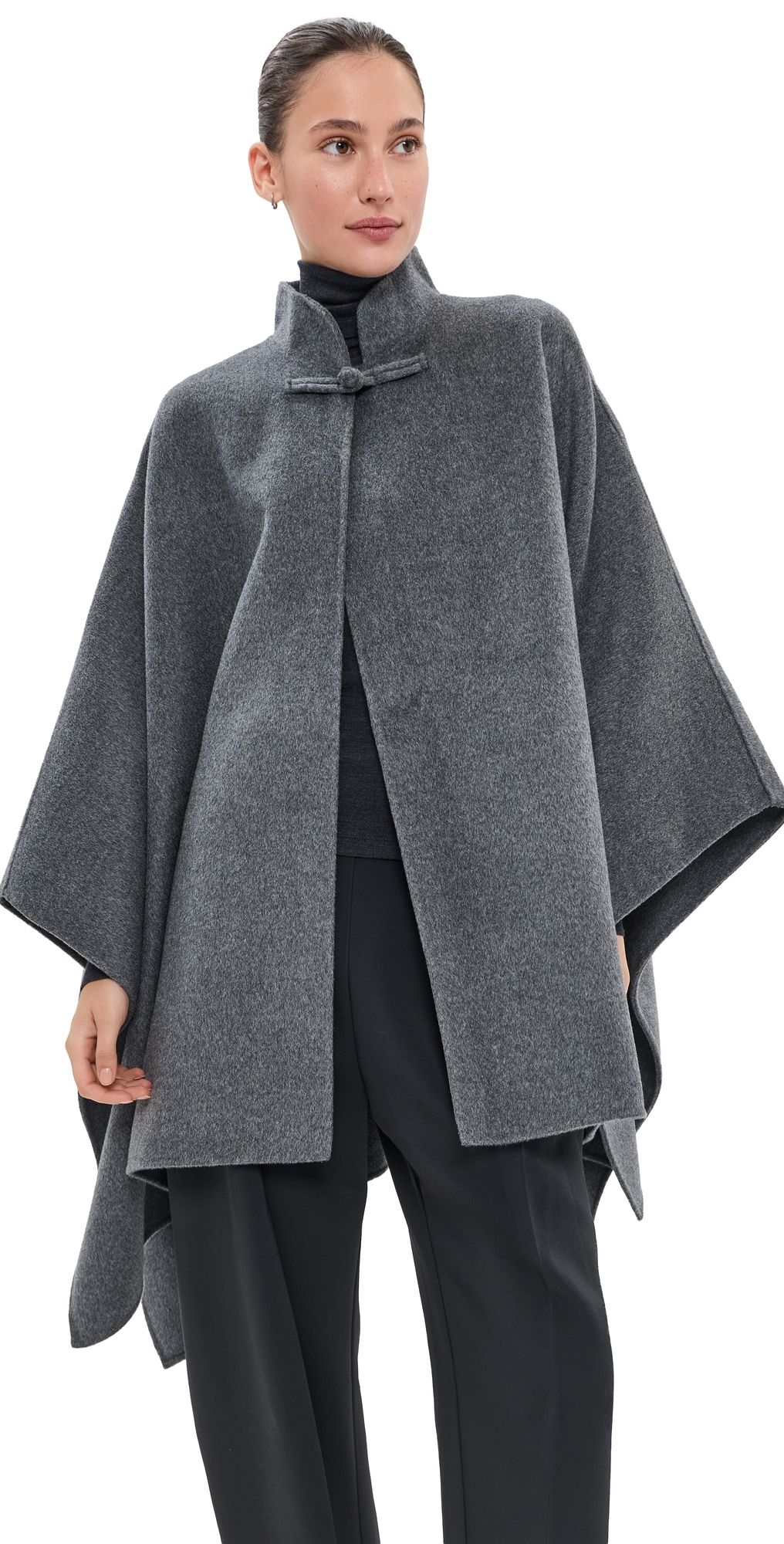 Róhe Double-Faced Pankou Closure Poncho Dark Grey Melange One Size