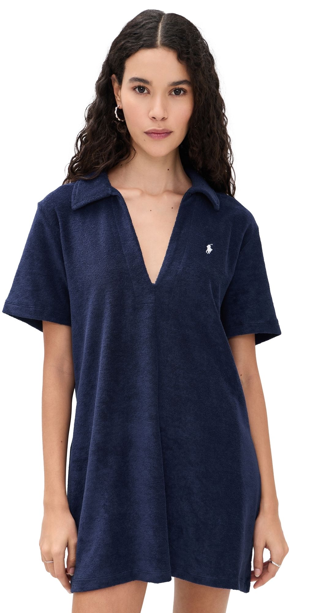 Polo Ralph Lauren Terry Polo Cover Up Dress Navy Blue M