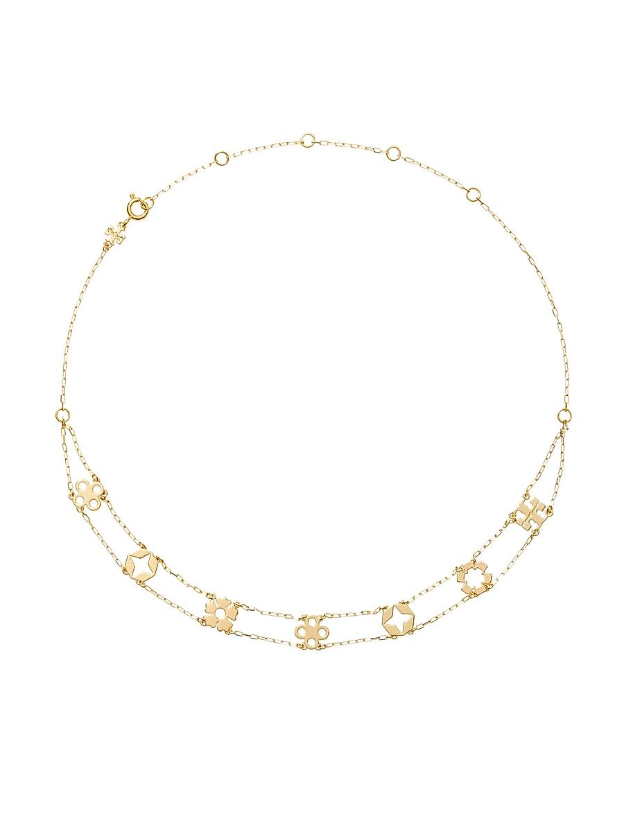 Women's 18K-Gold-Plated Double-Chain Charm Necklace - Tory Gold