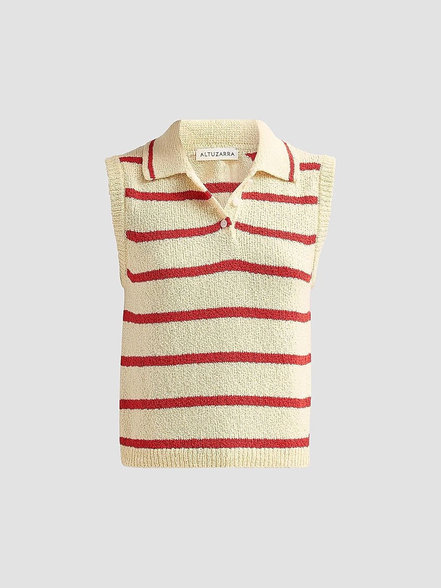 Altuzarra Women's Elmer Linen-Blend Stripe Top - Ivory - Size XL