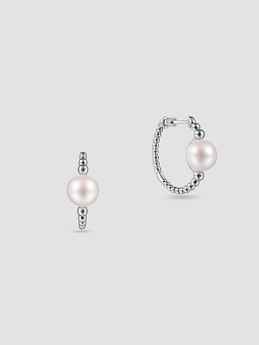 Gabriel & Co Women's Bujukan Sterling Silver & Pearl Classic Hoop Earrings - Sterling Silver