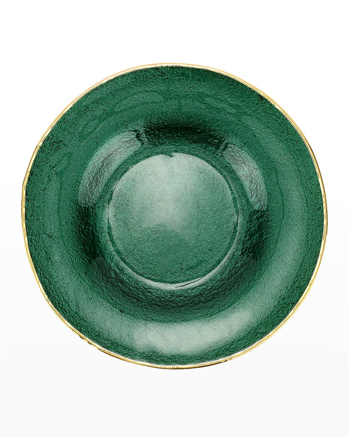 Metallic Glass Emerald Salad Plate