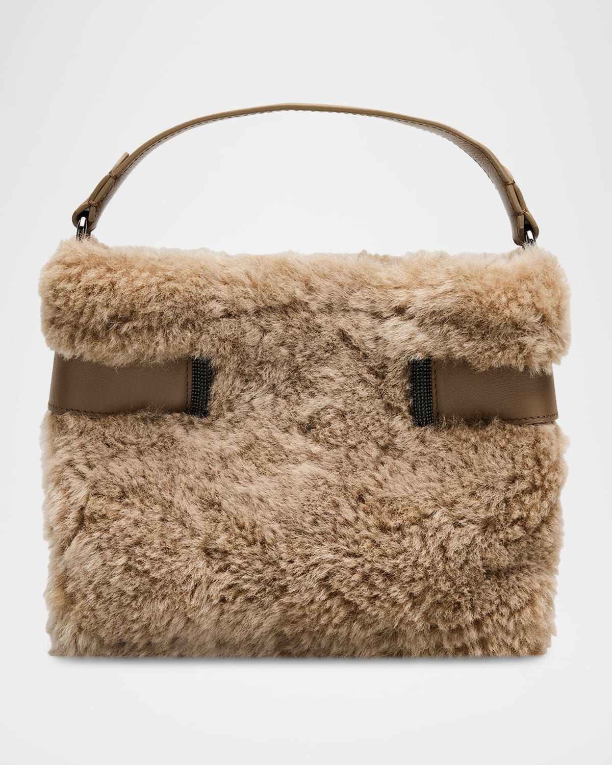 Essence Small Shearling Top-Handle Bag