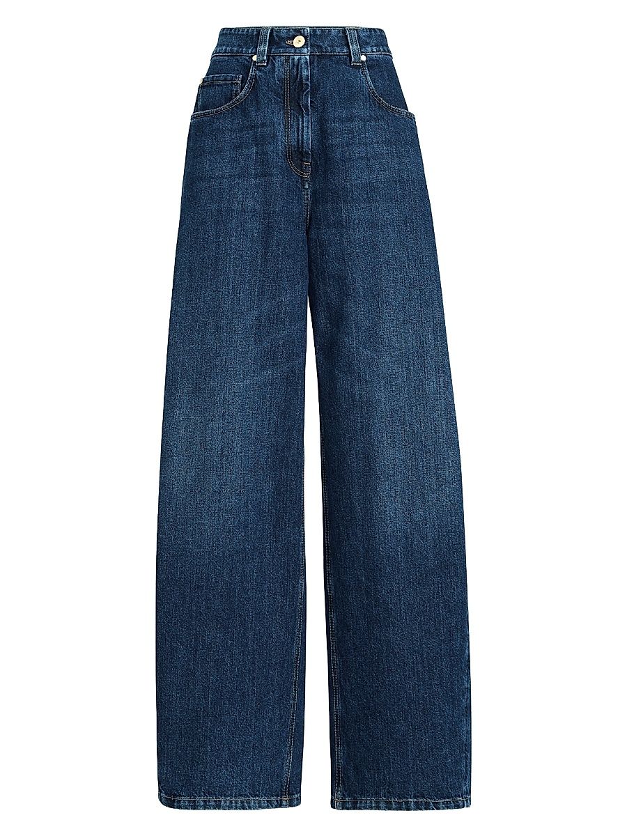 Women's Authentic Denim Wide Trousers - Dark Denim - Size 14