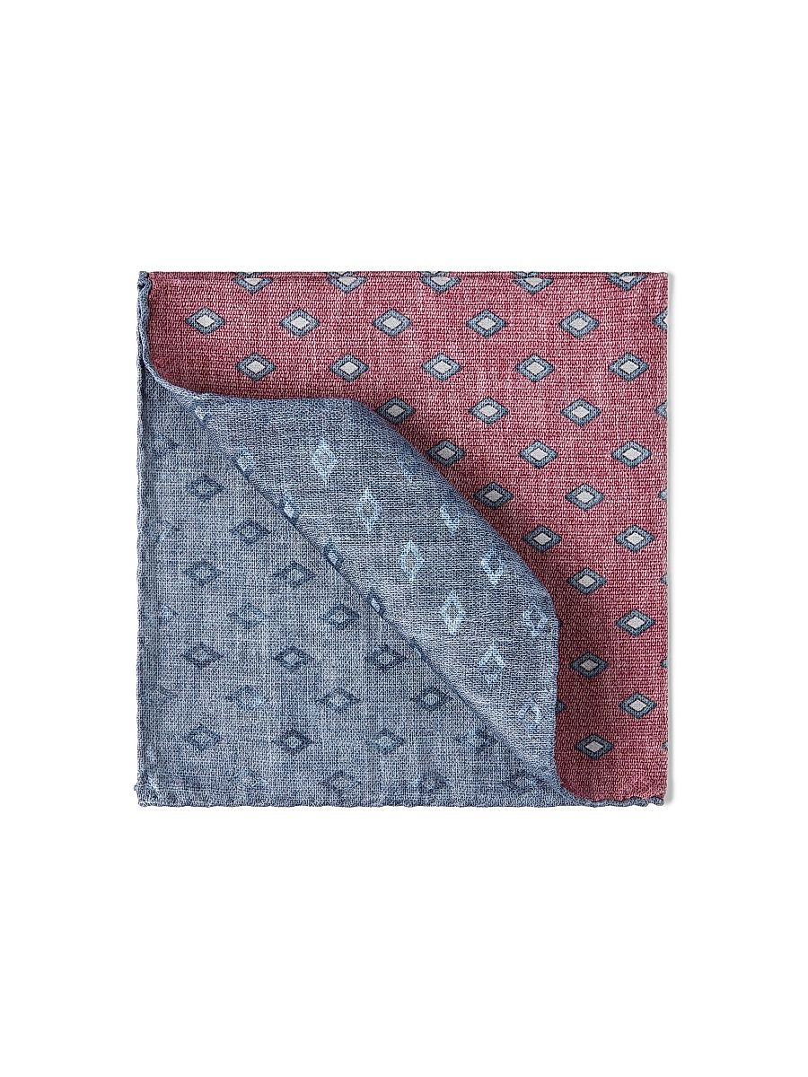 Men's Silk Pocket Square with Diamond Pattern - Apricot
