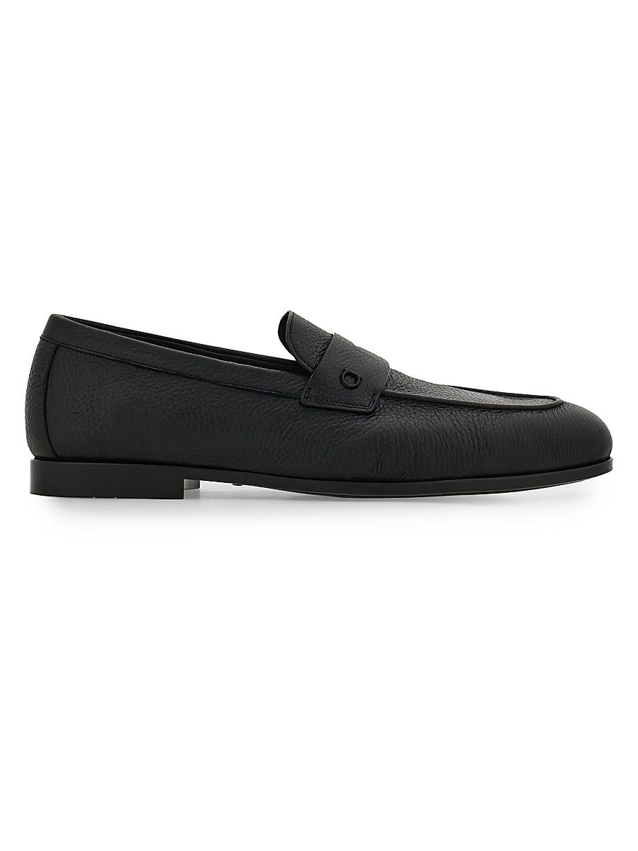 Men's Leather Penny Loafers - Nero - Size 13