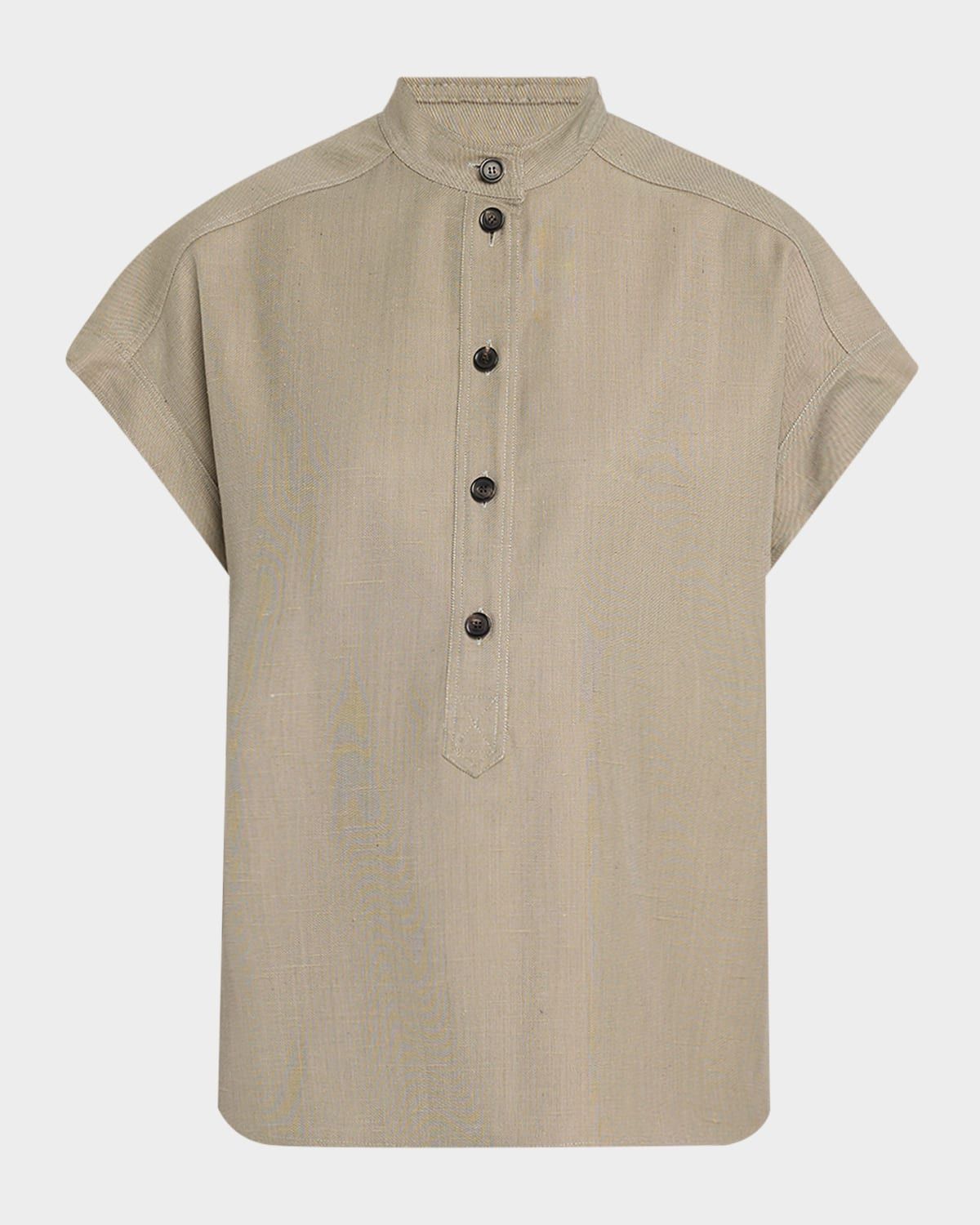 Elody Cap-Sleeve Silk-Wool Shirt