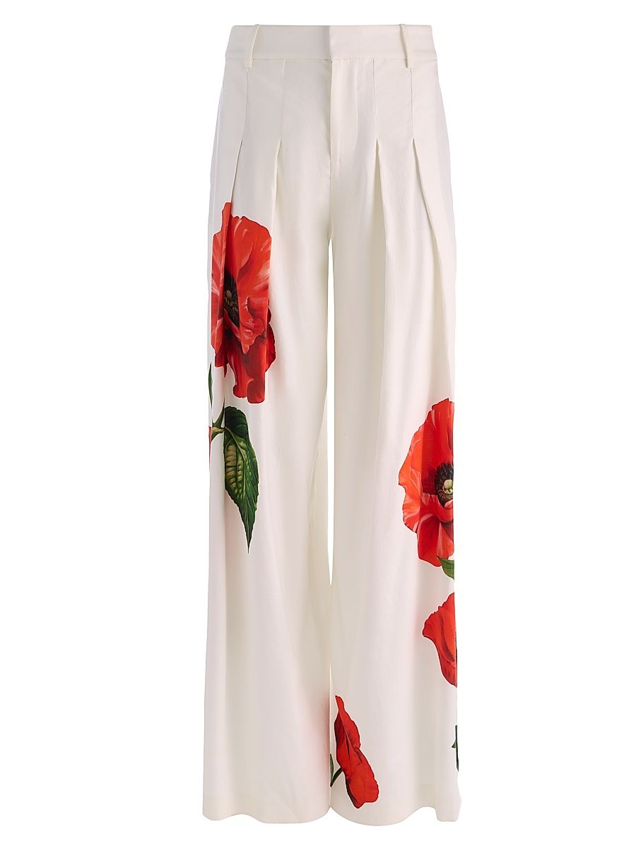Women's Blaire Pleated Linen-Blend High-Rise Pants - Summer Poppy - Size 14