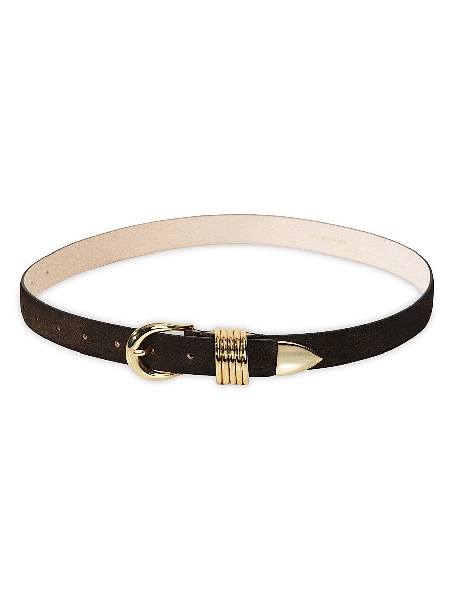 Women's Hollyhock Suede Belt - Chocolate And Gold - Size Medium