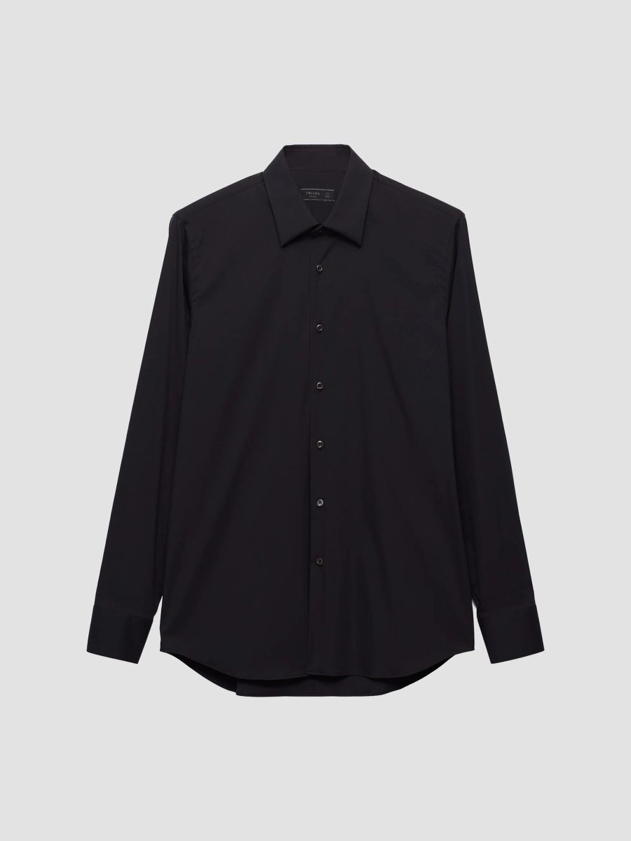 Prada Men's Stretch Cotton Shirt - Black - Size 14.5