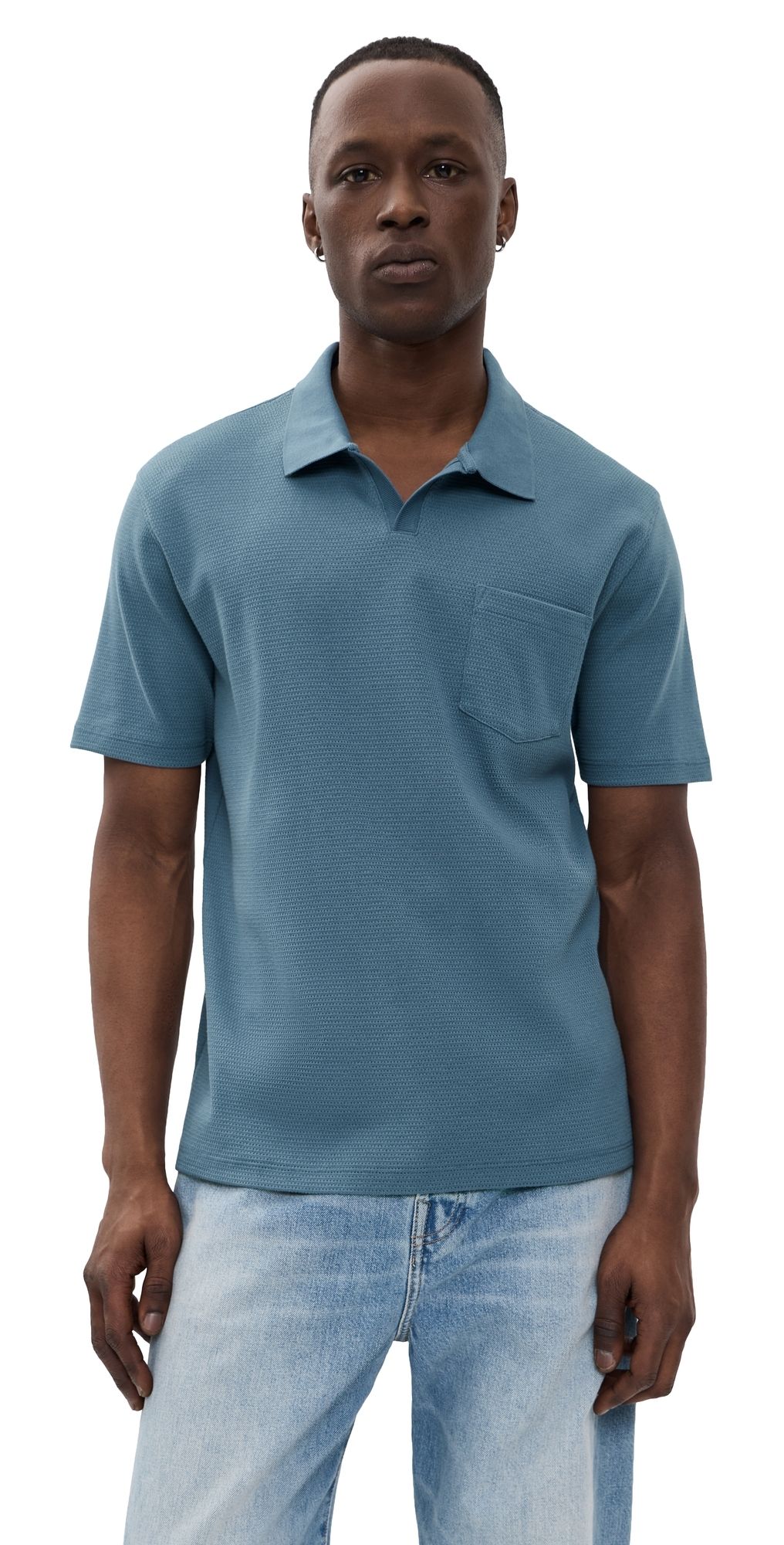 Vince Johnny Collar Shirt Uniform Blue XXL