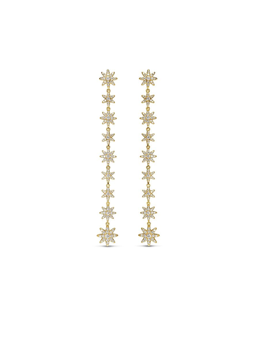 Women's Starburst Drop Earrings in 18K Yellow Gold with Diamonds, 70.9MM - Diamond