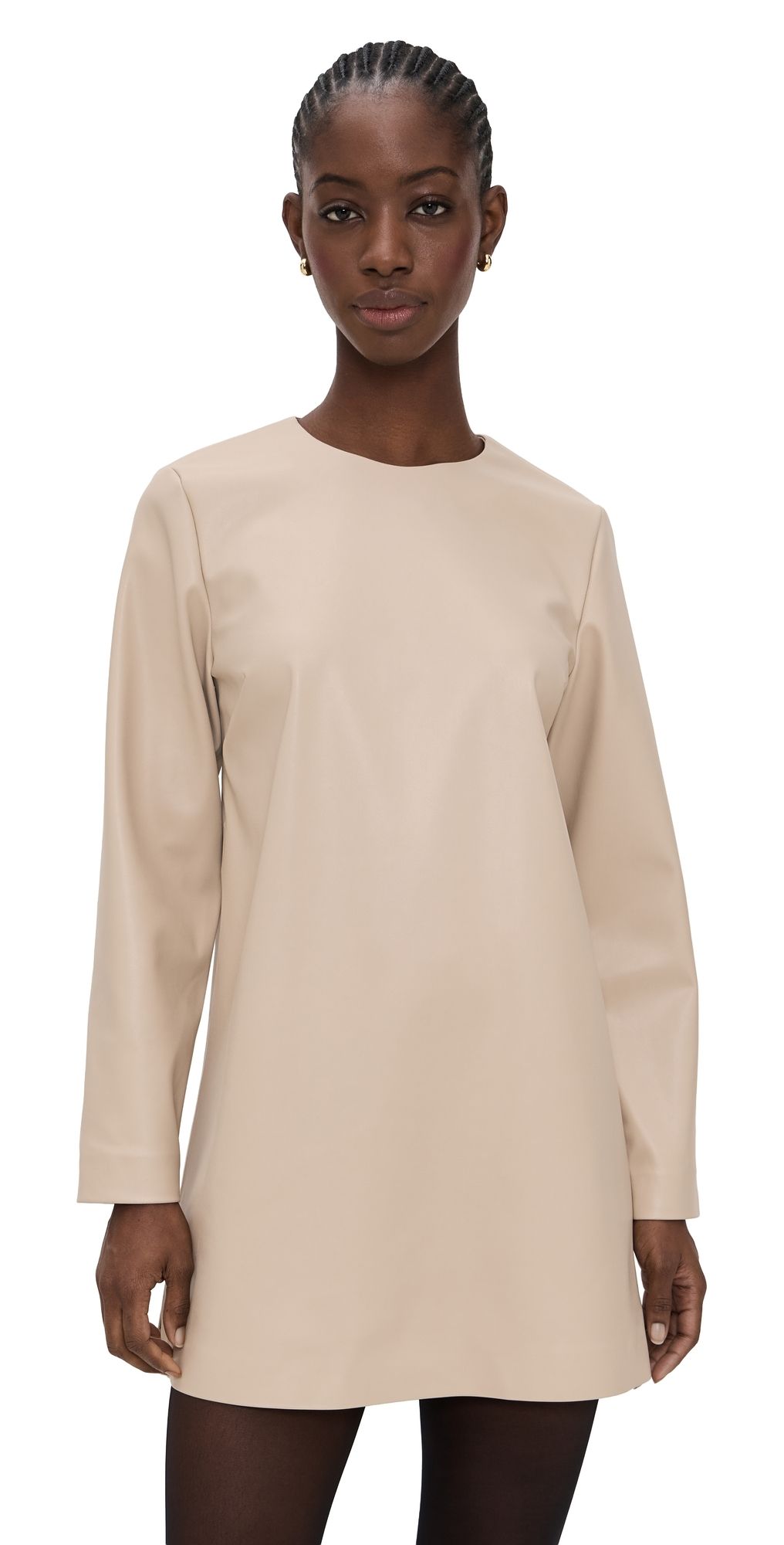 LE BOP Ophelia Faux Leather Dress Coffee M