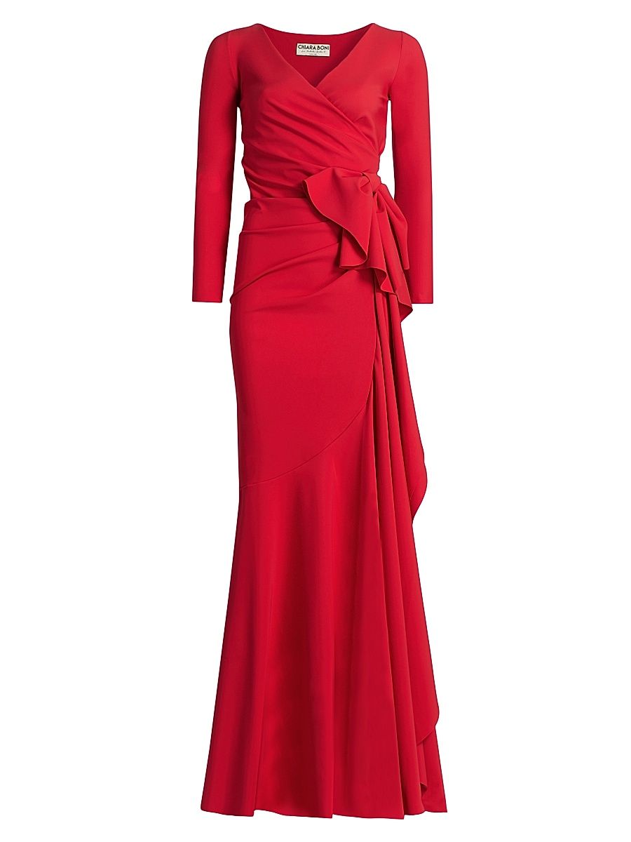 Women's Maco Ruffled Stretch-Jersey Gown - Passion - Size 6