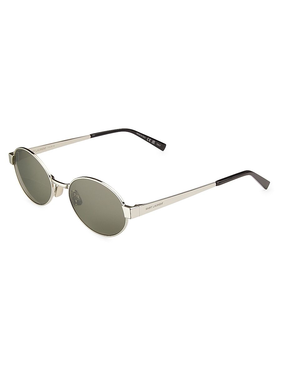 Women's Feminine Fashion Icons 55MM Oval Metal Sunglasses - Silver Dark Grey