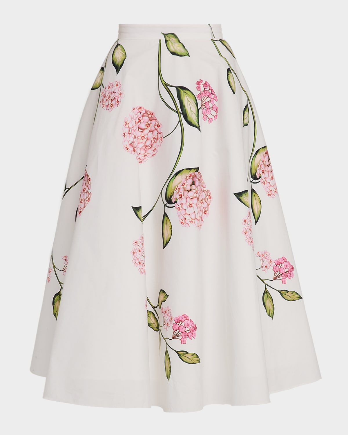 Porcelain Flower Cotton Poplin Midi Skirt