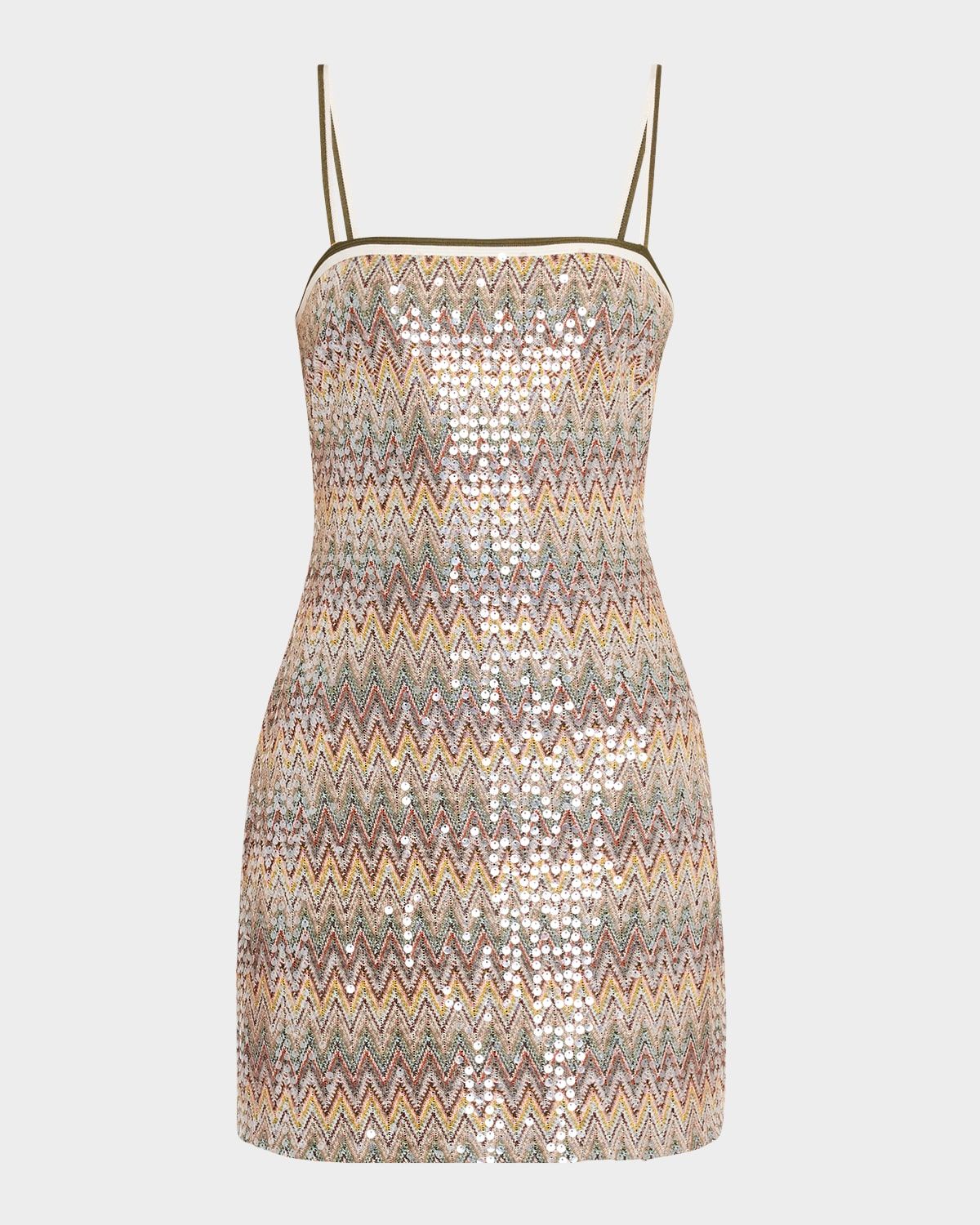 Ivanna Sequined Chevron Mini Dress