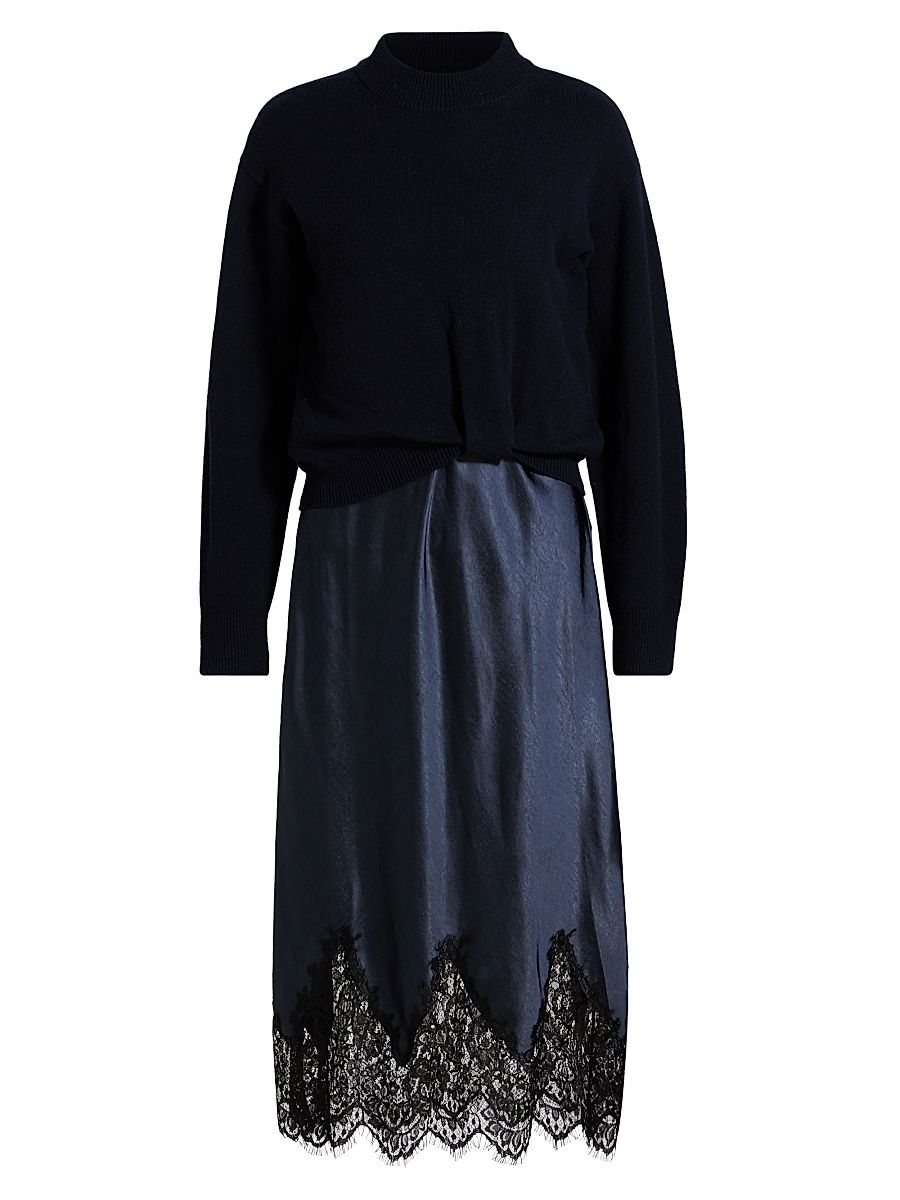 Women's Sol Combo Sweater Dress - Navy Combo - Size Medium