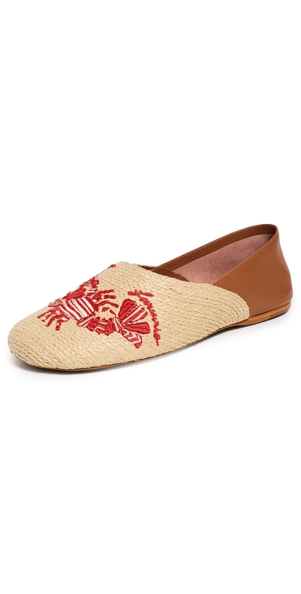 FARM Rio Raffia Flat Loafers Lobster 8.5