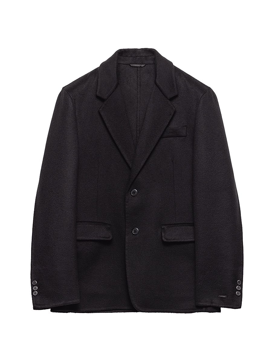 Men's Single-Breasted Cashmere Jacket - Black - Size 44