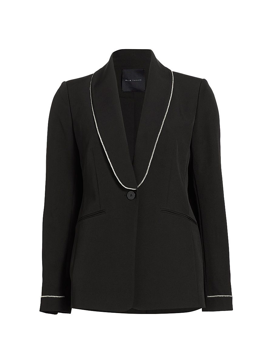 Women's Lexy Crystal-Trimmed Blazer - Noir - Size 8