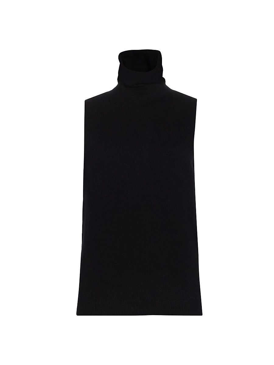 Women's COLLECTION Cashmere Turtleneck Vest - Black - Size Large