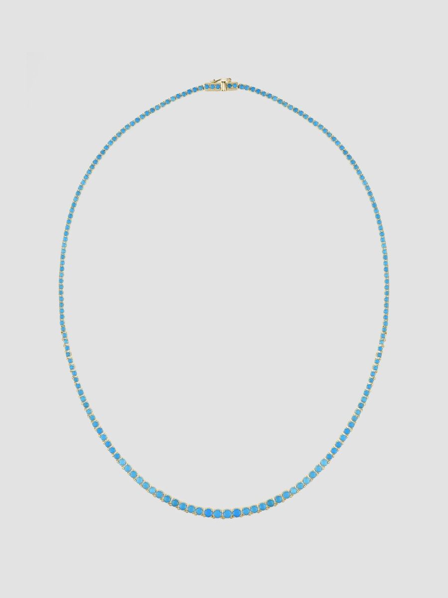 Lana Women's 14K Yellow Gold & 5.00 TCW Turquoise Graduating Tennis Necklace/17" - Yellow Gold