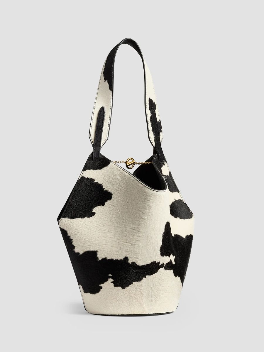 Khaite Women's Lotus Mini Suede & Cow-Print Calf Hair Tote Bag - Natural