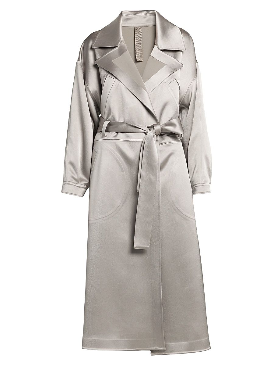 Women's Satin Oversized Trench Coat - Dunes - Size 6