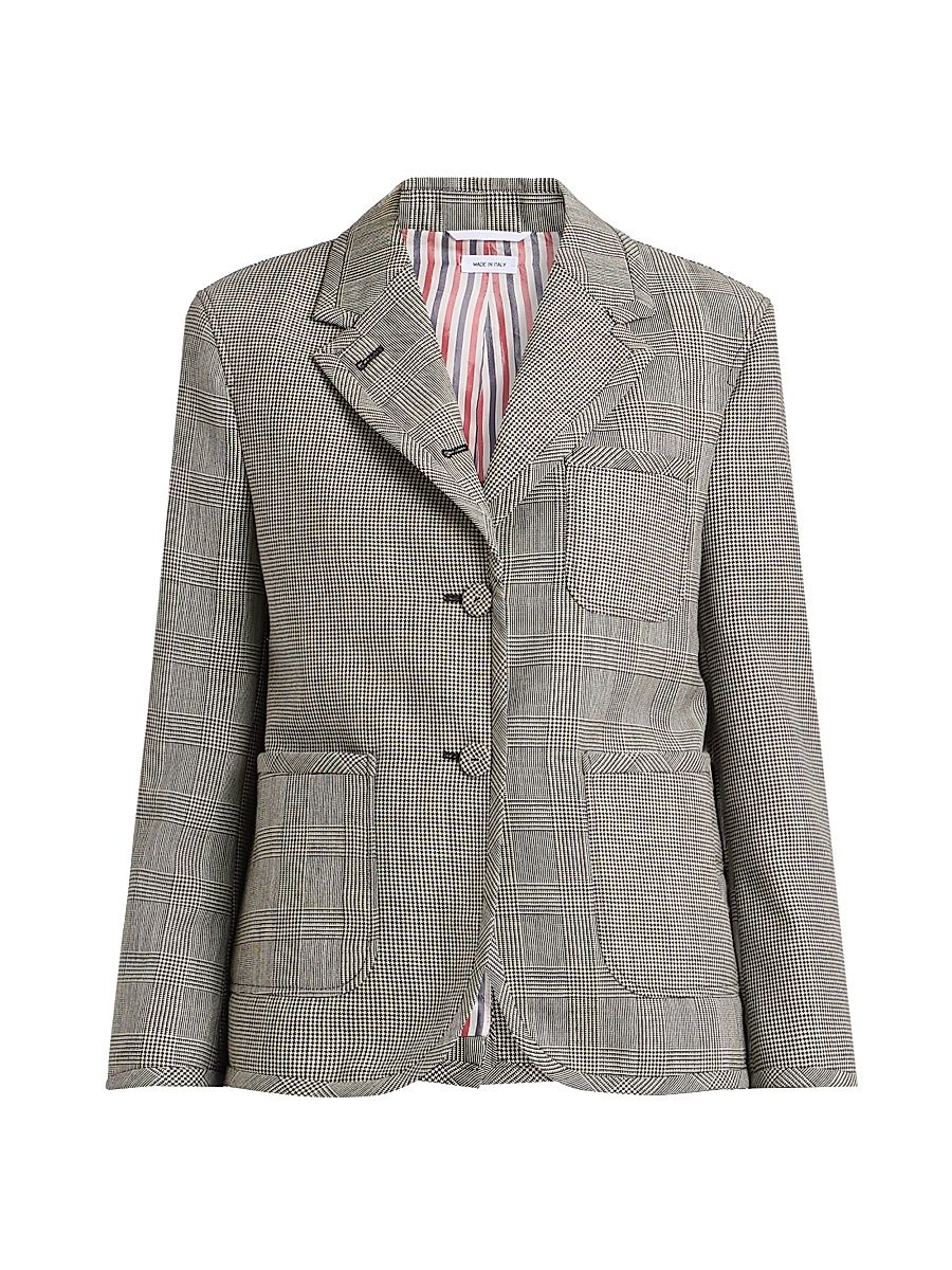 Women's Prince of Wales Check Wool Sport Coat - Black White - Size 8