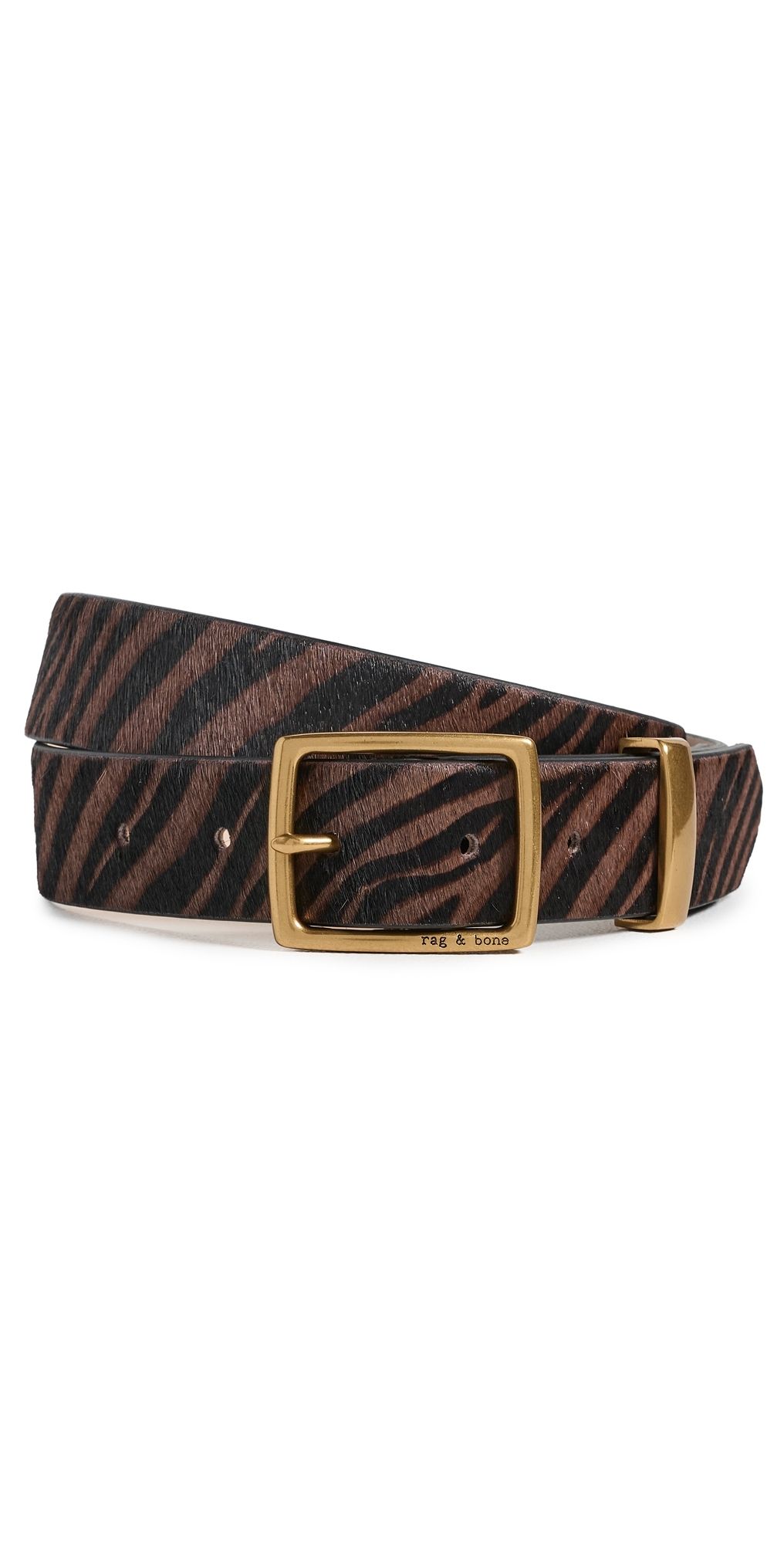 rag & bone X Boyfriend Belt Coffee Zebra Haircalf XS