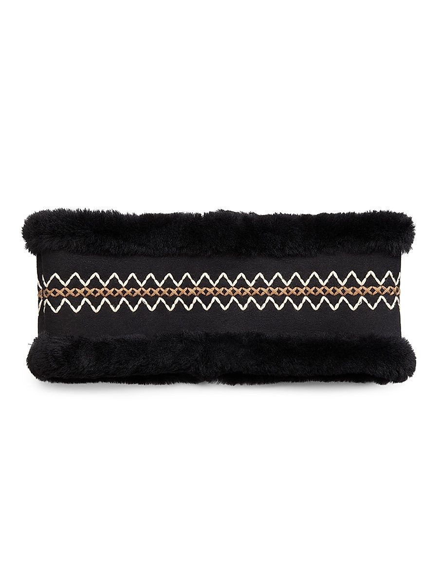 Women's Atherson Embroidered Sheepskin Headband - Black