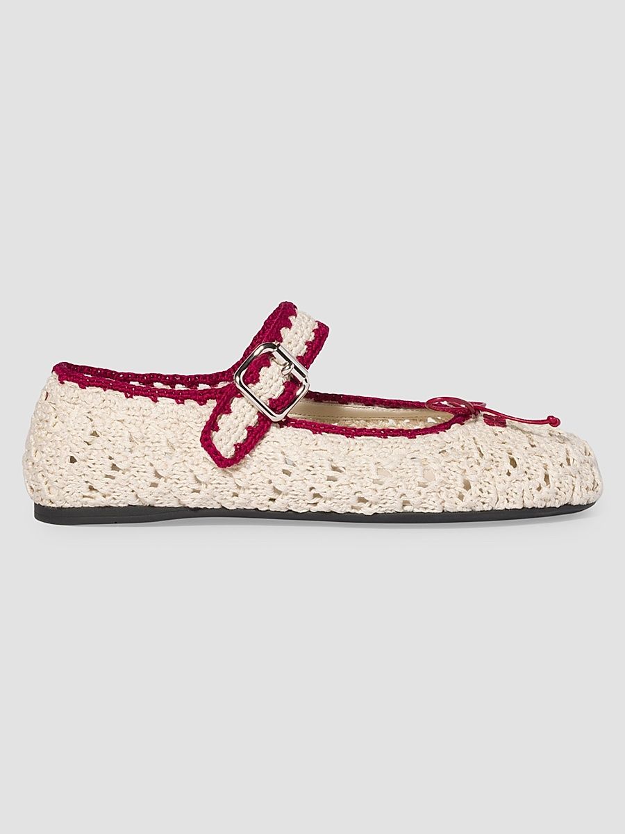 Women's Crochet Ballerinas - Beige Khaki - Size 6
