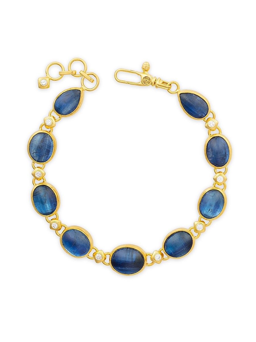 Women's Rune 18K & 24K Yellow Gold, Kyanite & 0.50 TCW Diamond Bracelet - Yellow Gold