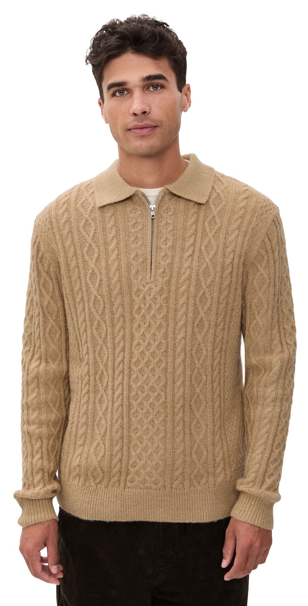 Rhythm Mohair Quarter Zip Fisherman Knit Incense XL