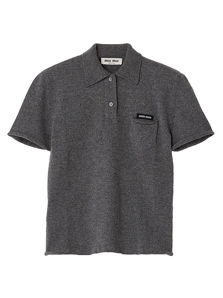 Women's Cashmere Polo Shirt - Grey - Size 8