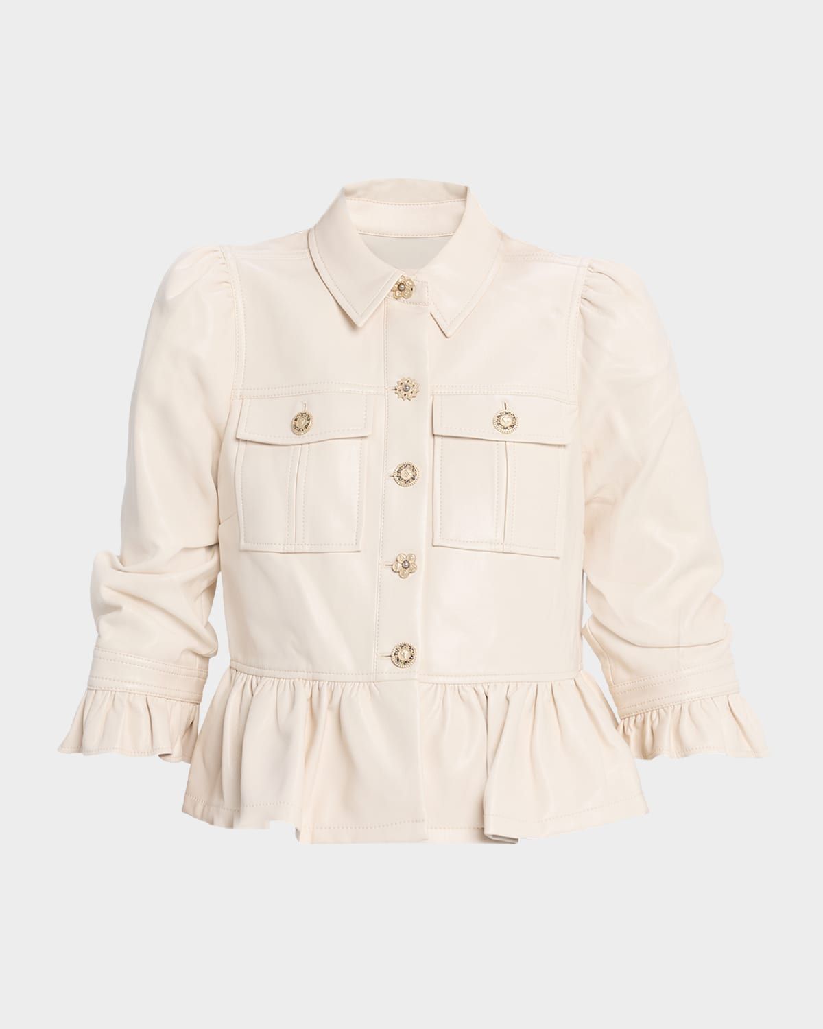 Delanie Ruffled Vegan Leather Jacket