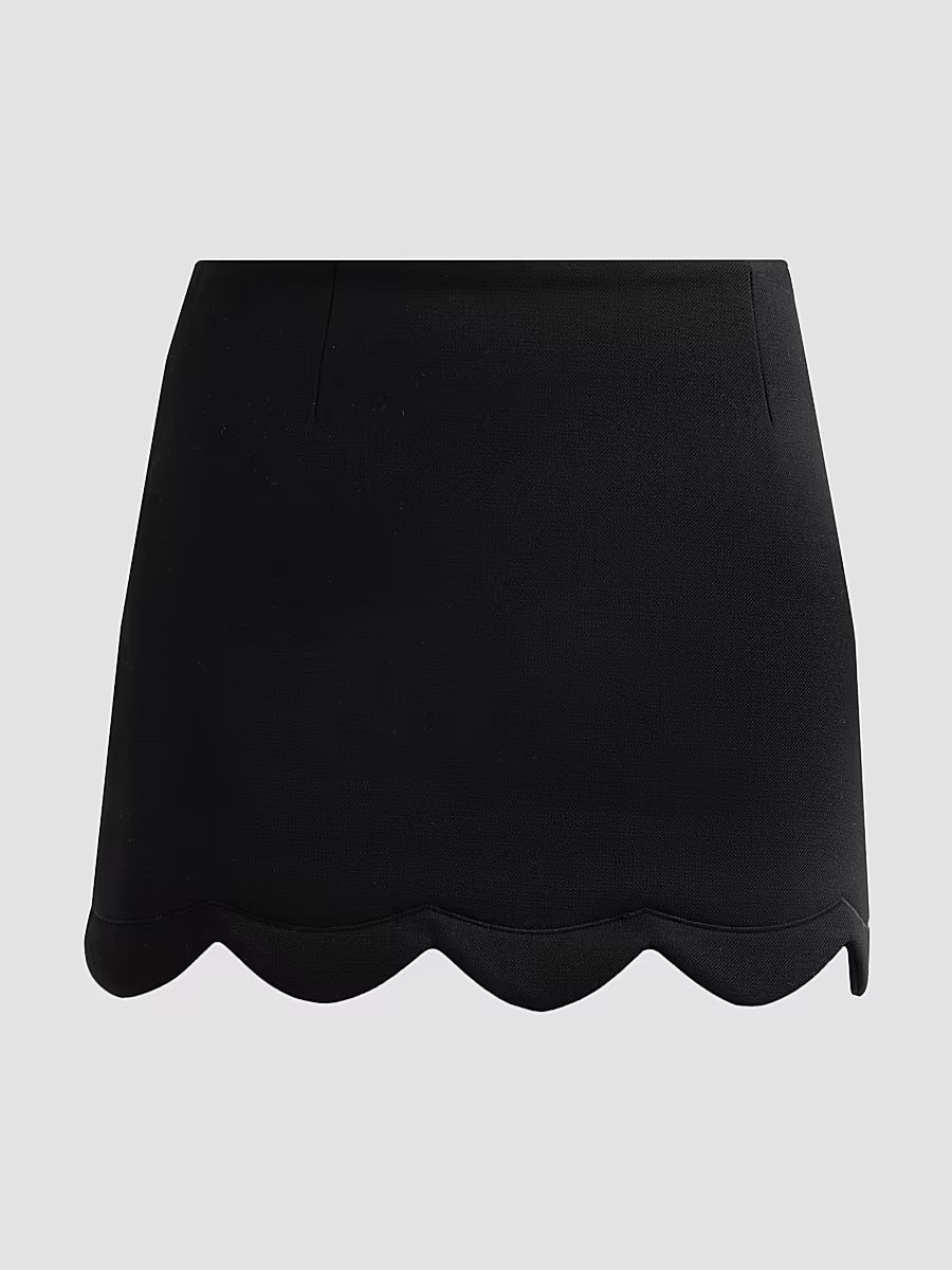 Women's Scallop Daisy Wool-Blend Mini Skirt - Black - Size XS