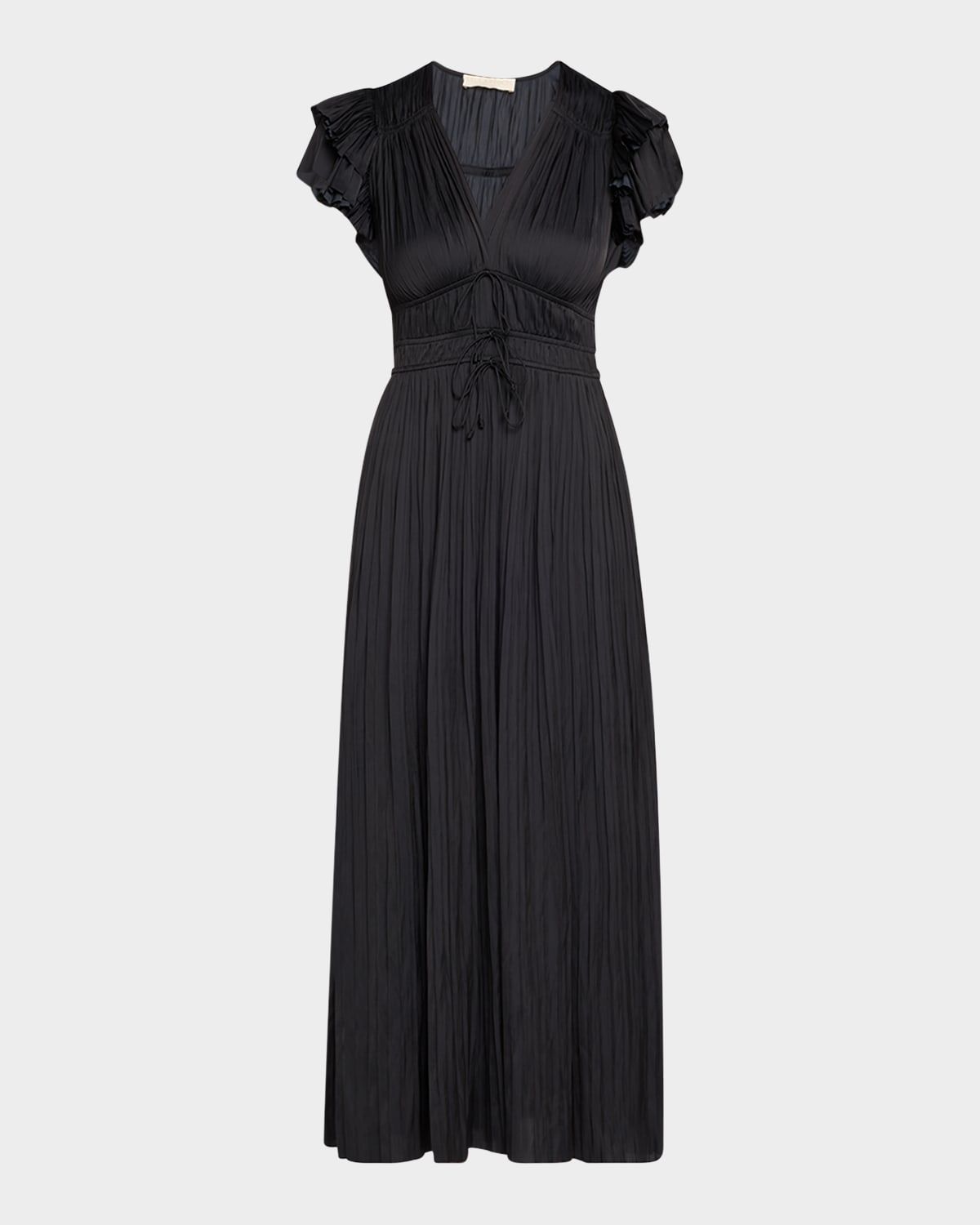 Patrice Flutter-Sleeve Midi Dress