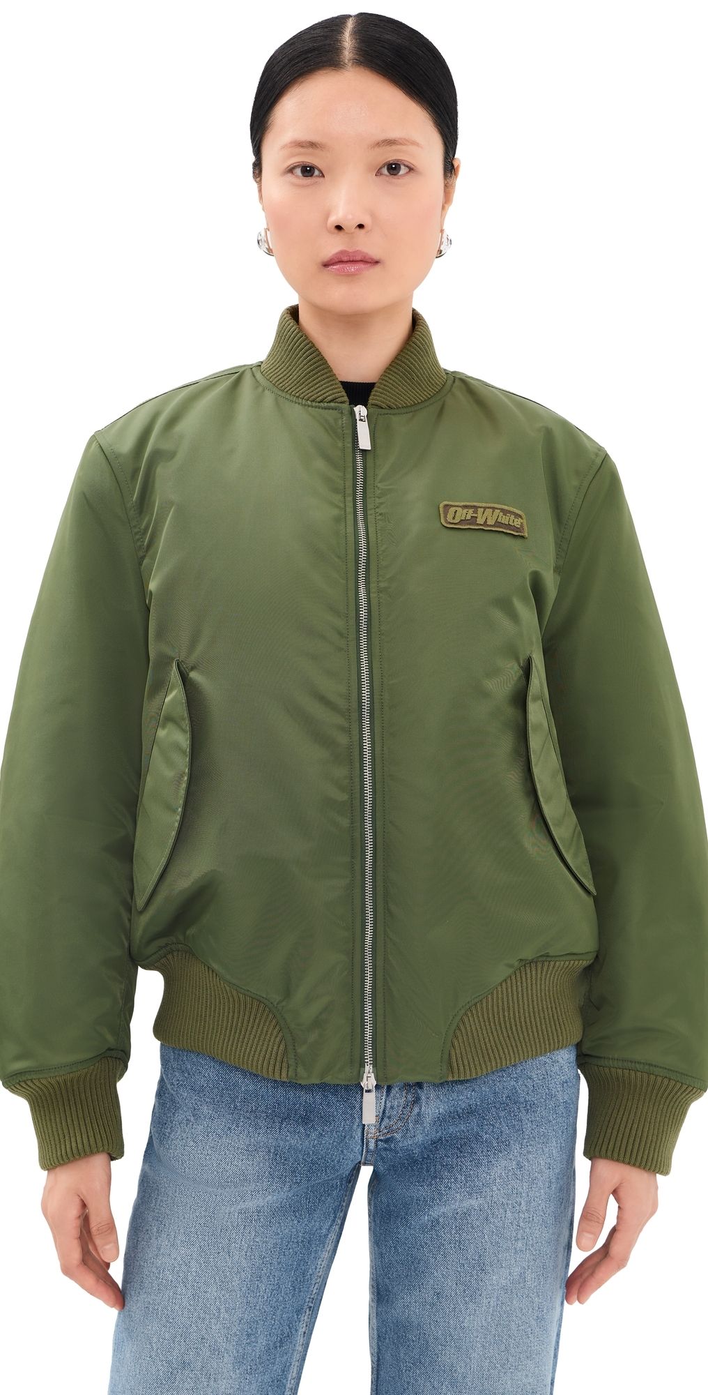 Off-White Embroidered Nylon Bomber Jacket Beech 44