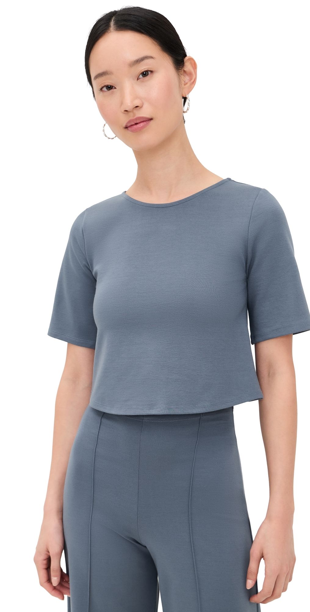 RIPLEY RADER Ponte Knit Short Sleeve Top Sea Blue L