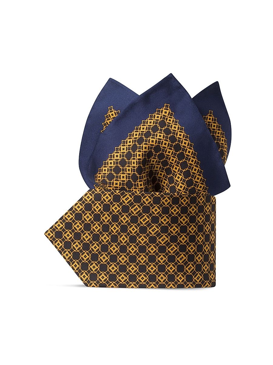 Men's Luxury Silk Tie Set - Black Yellow