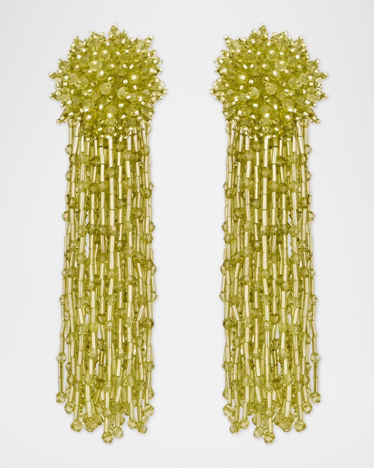 Beaded Tassel Drop Clip-On Earrings