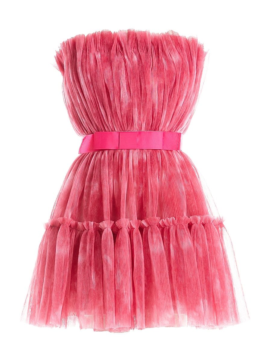 Women's Petra Plisse Tulle Fit & Flare Minidress - Raspberry Multi - Size XXL