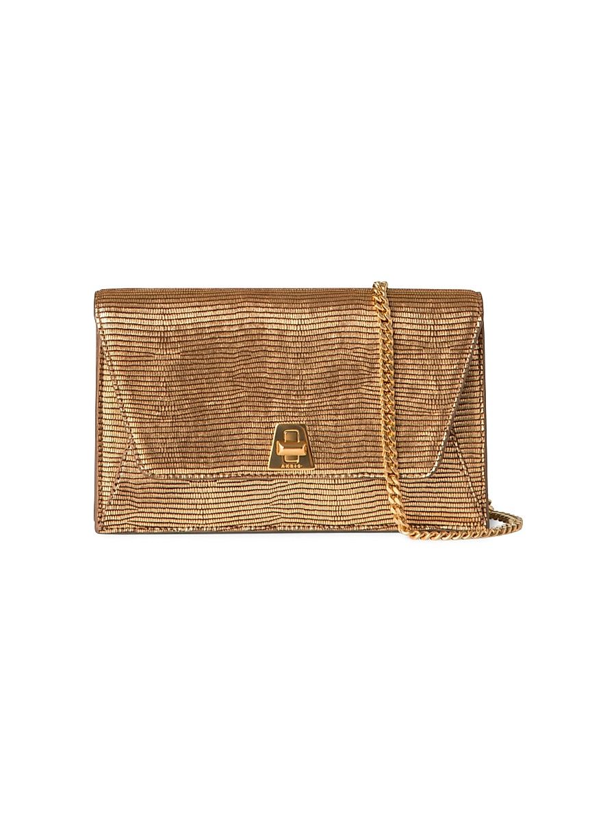 Women's Anouk Lizard-Embossed Metallic Leather Convertible Clutch - Bronze Gold