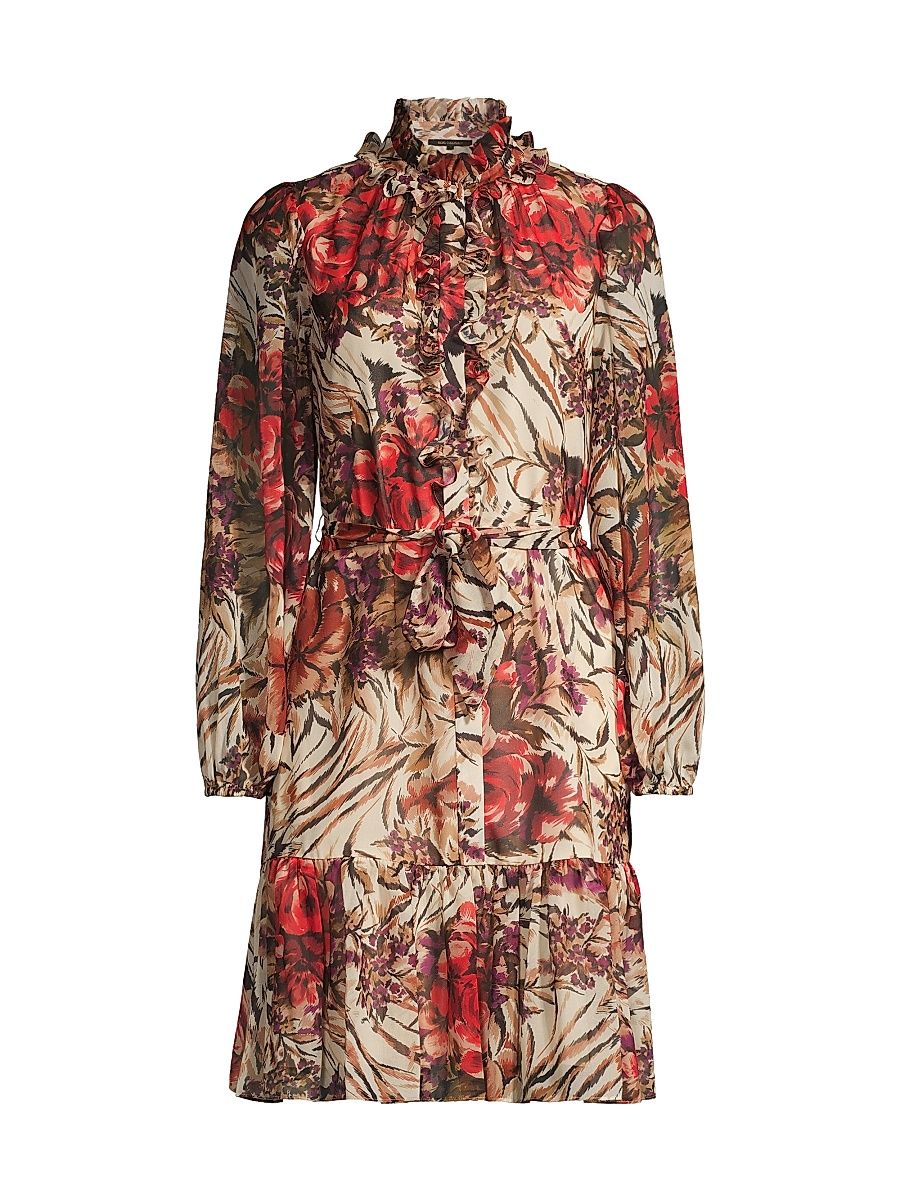 Women's Sami Belted Floral Dress - Ivory Multi - Size XXL