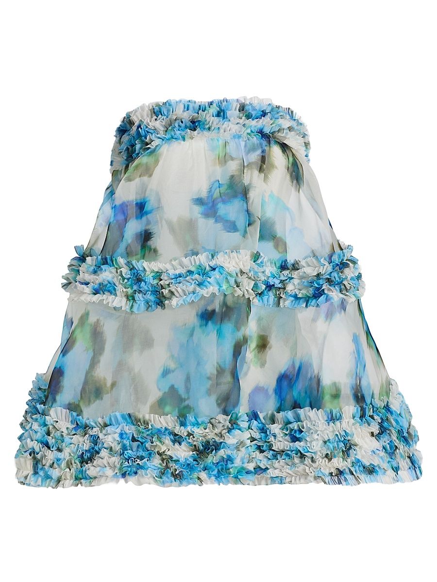Women's Alchemy Ruffle Floral Strapless Minidress - Blue Poppy - Size 8