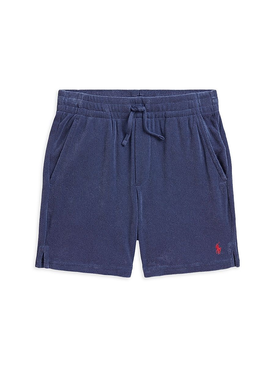 Boy's Cotton-Blend Terry Shorts - Light Navy - Size 10