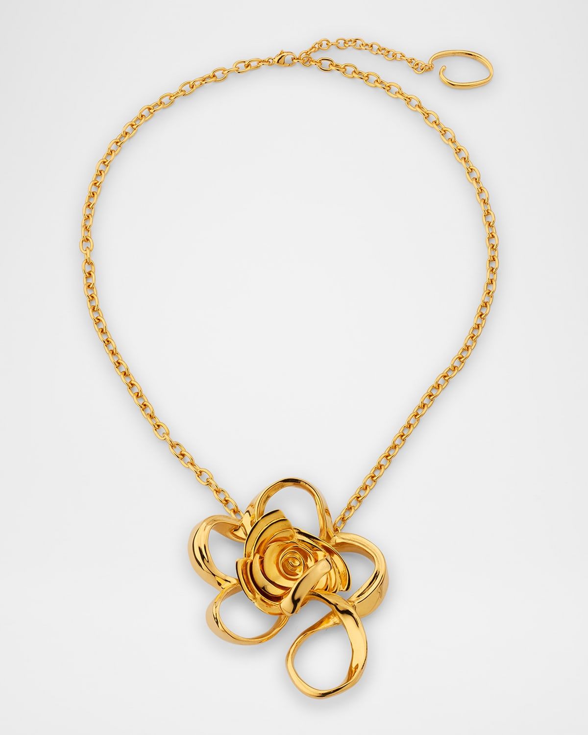 Large Geometric Rose Pendant Necklace