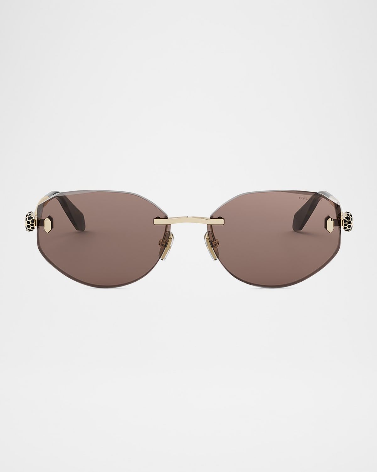 Serpenti Forever Rimless Oval Metal Sunglasses